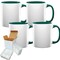4-Pack of 11oz Sublimation Mugs with Hunter Green Inner And Handles, Includes Foam Shipping Box